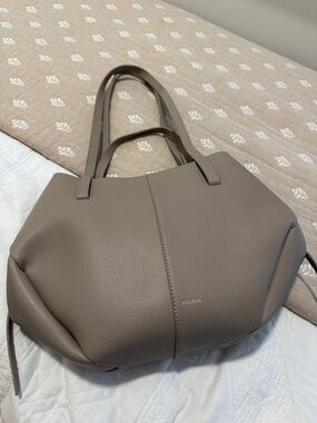 Polene Taupe Pebbled Leather Tote